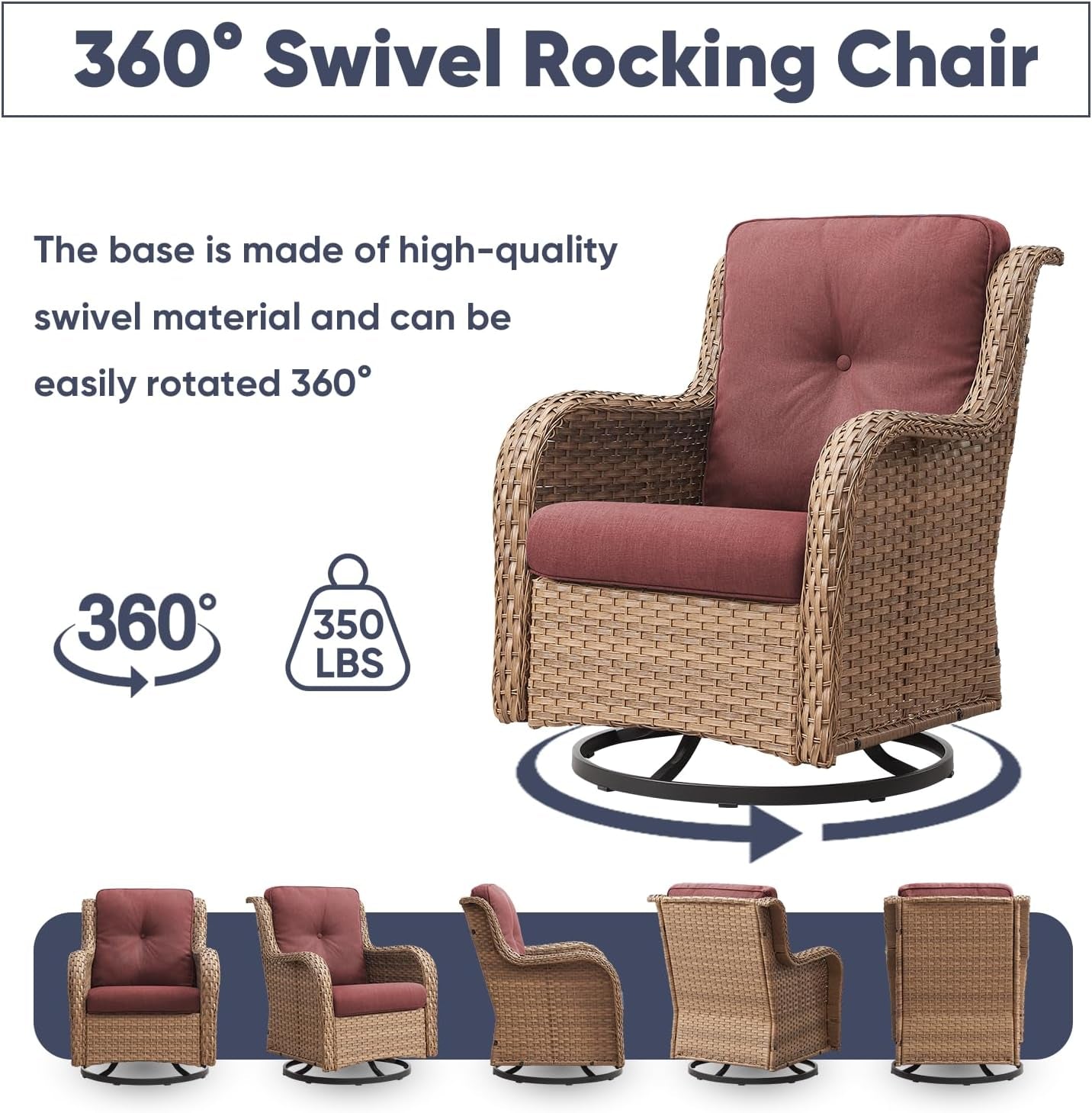 11 Piece Outdoor Furniture Set with Swivel Rocker Chairs ShipItFurniture