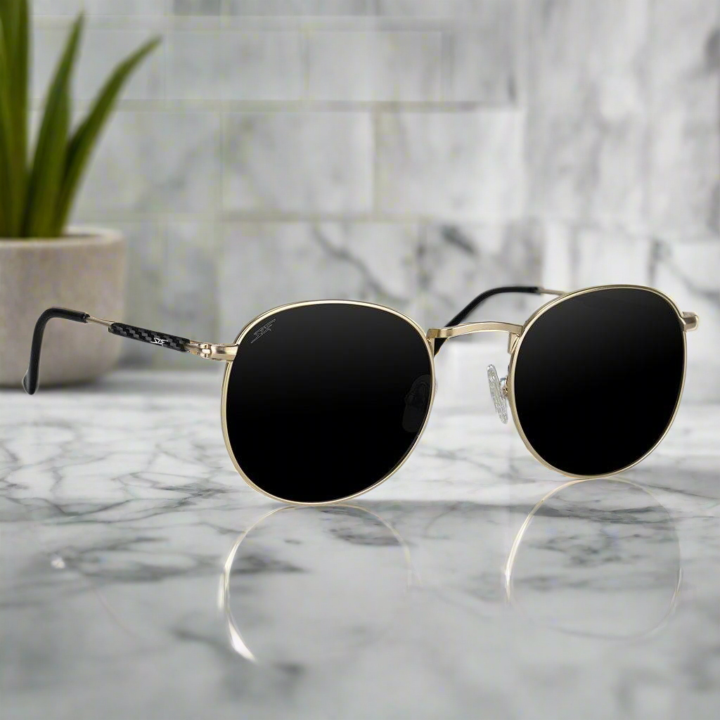 CAPTAIN Gold Carbon Fiber Sunglasses - Polarized Lens Luxury Eyewear