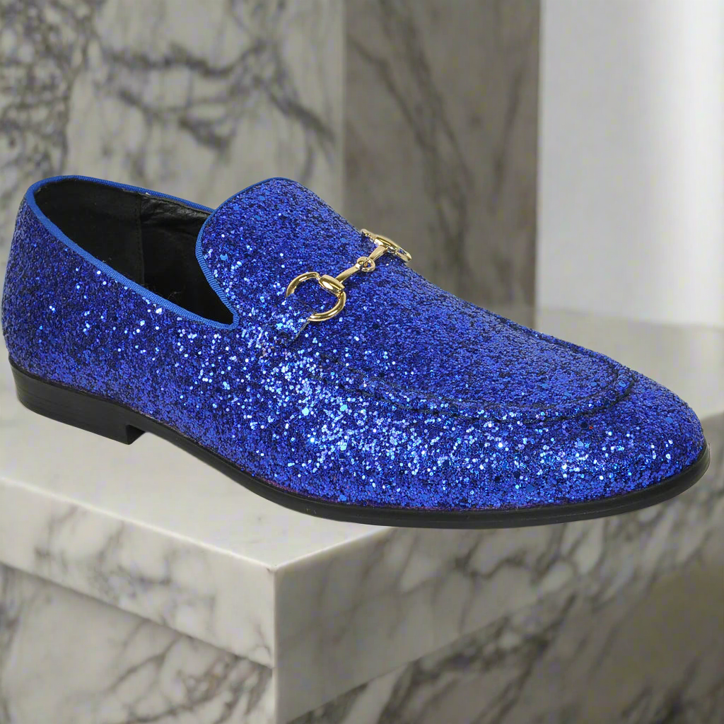BRAVO Blue Glitter Tuxedo & Prom Shoes - Vibrant Formal Footwear