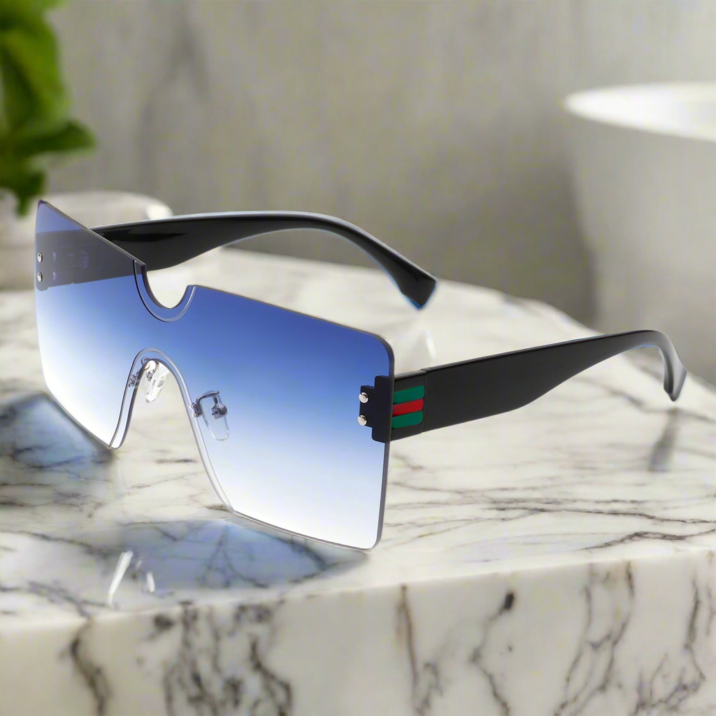 Yellowyx - Square Rimless Oversize Flat Top Retro Frameless Sunglasses Cramilo Eyewear