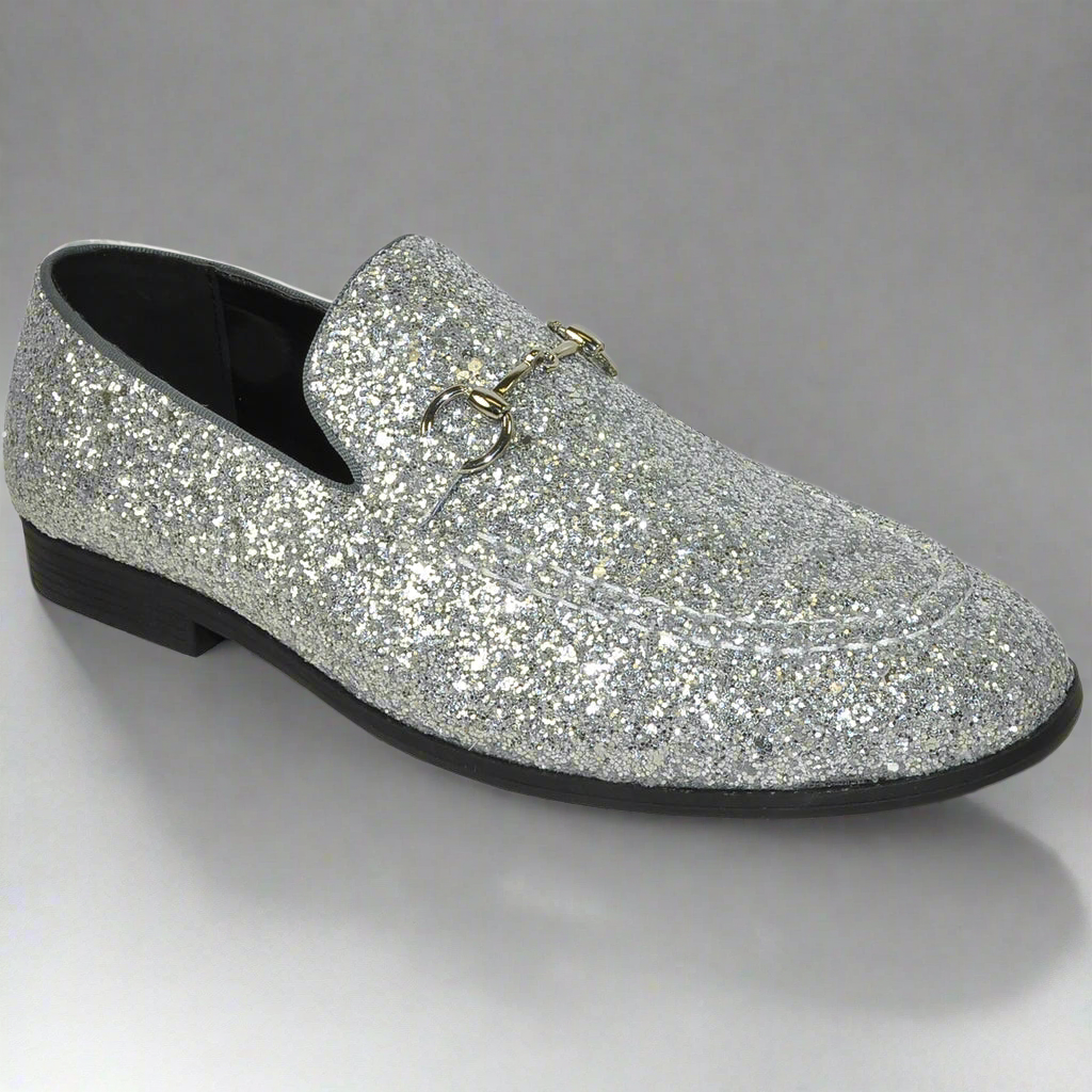 BRAVO 1 Silver Glitter Tuxedo & Prom Shoes - Premium Formal Footwear