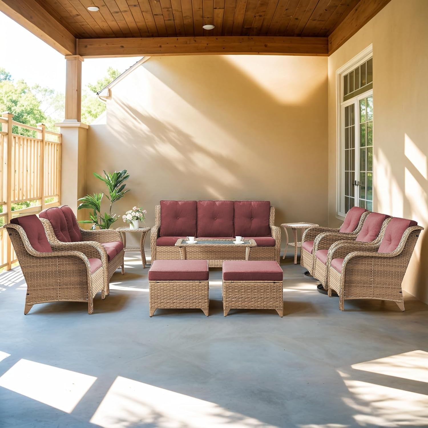 11 Piece Outdoor Furniture Set with Swivel Rocker Chairs ShipItFurniture