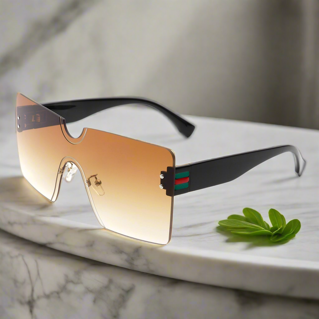 Yellowyx - Square Rimless Oversize Flat Top Retro Frameless Sunglasses Cramilo Eyewear