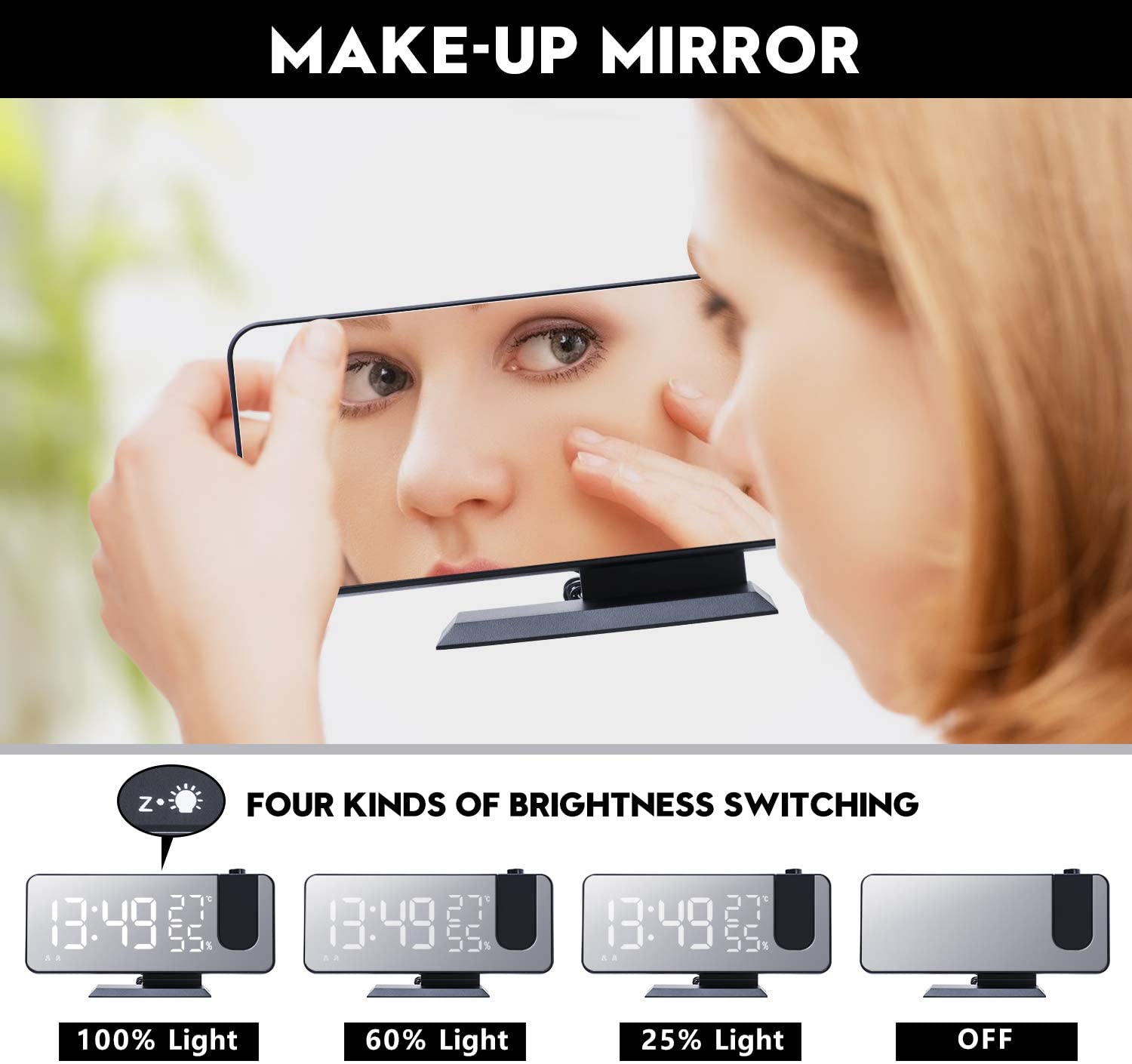 LED Projection Digital Alarm Clock Phone Charger DC-THE CEO