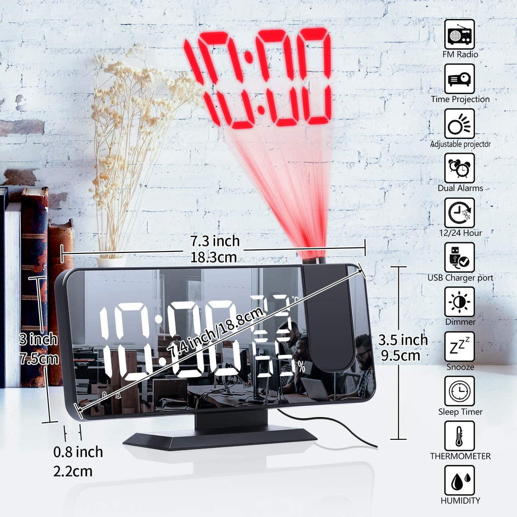 LED Projection Digital Alarm Clock Phone Charger DC-THE CEO