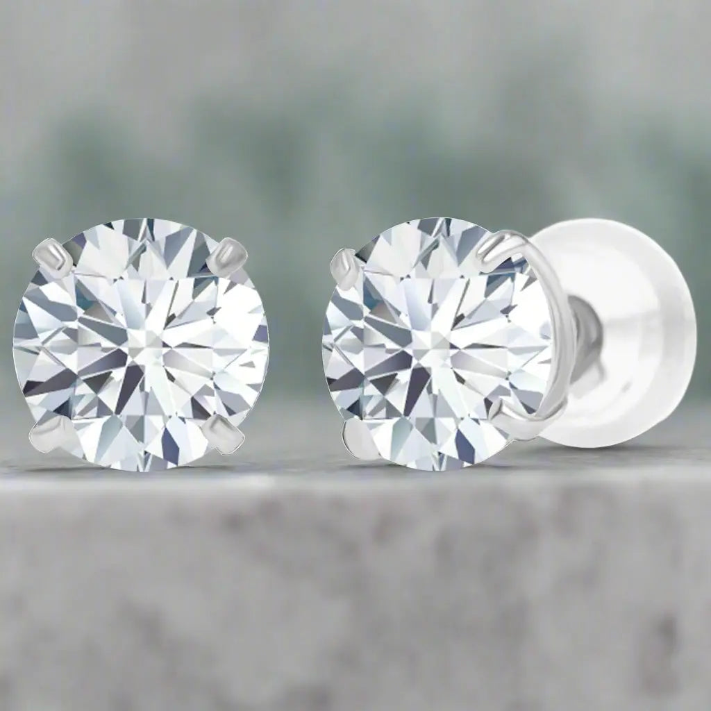1.50 CTW AGI Certified Lab-Grown Diamond Stud Earrings in 14K White or Yellow Gold | F-G Color | VS Clarity | Ethical Luxury DC-Vossagin