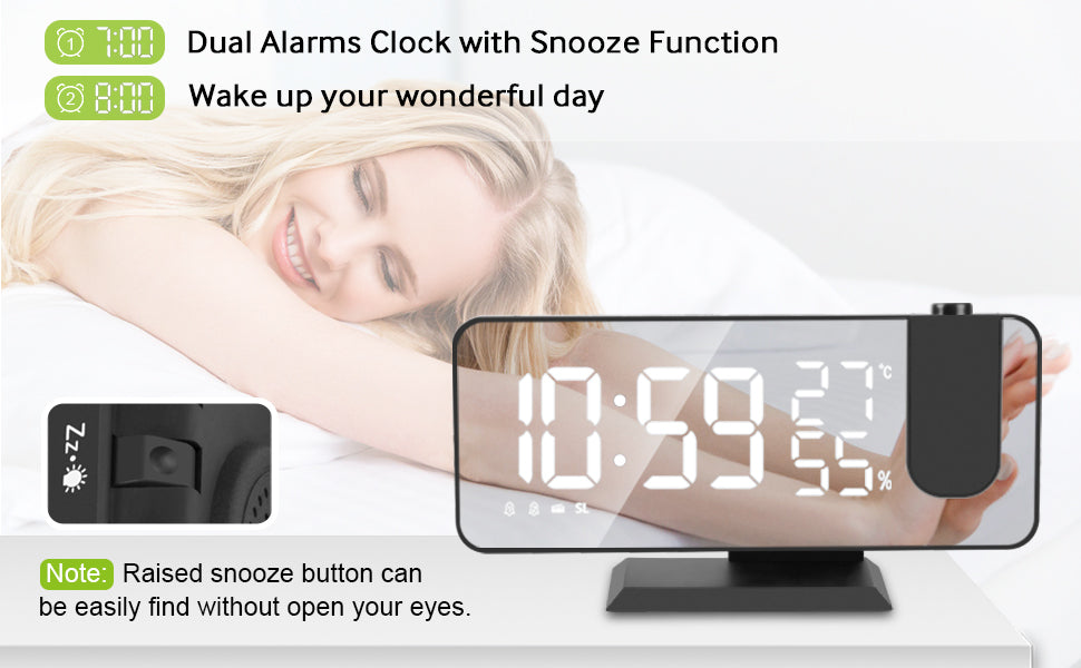 LED Projection Digital Alarm Clock Phone Charger DC-THE CEO