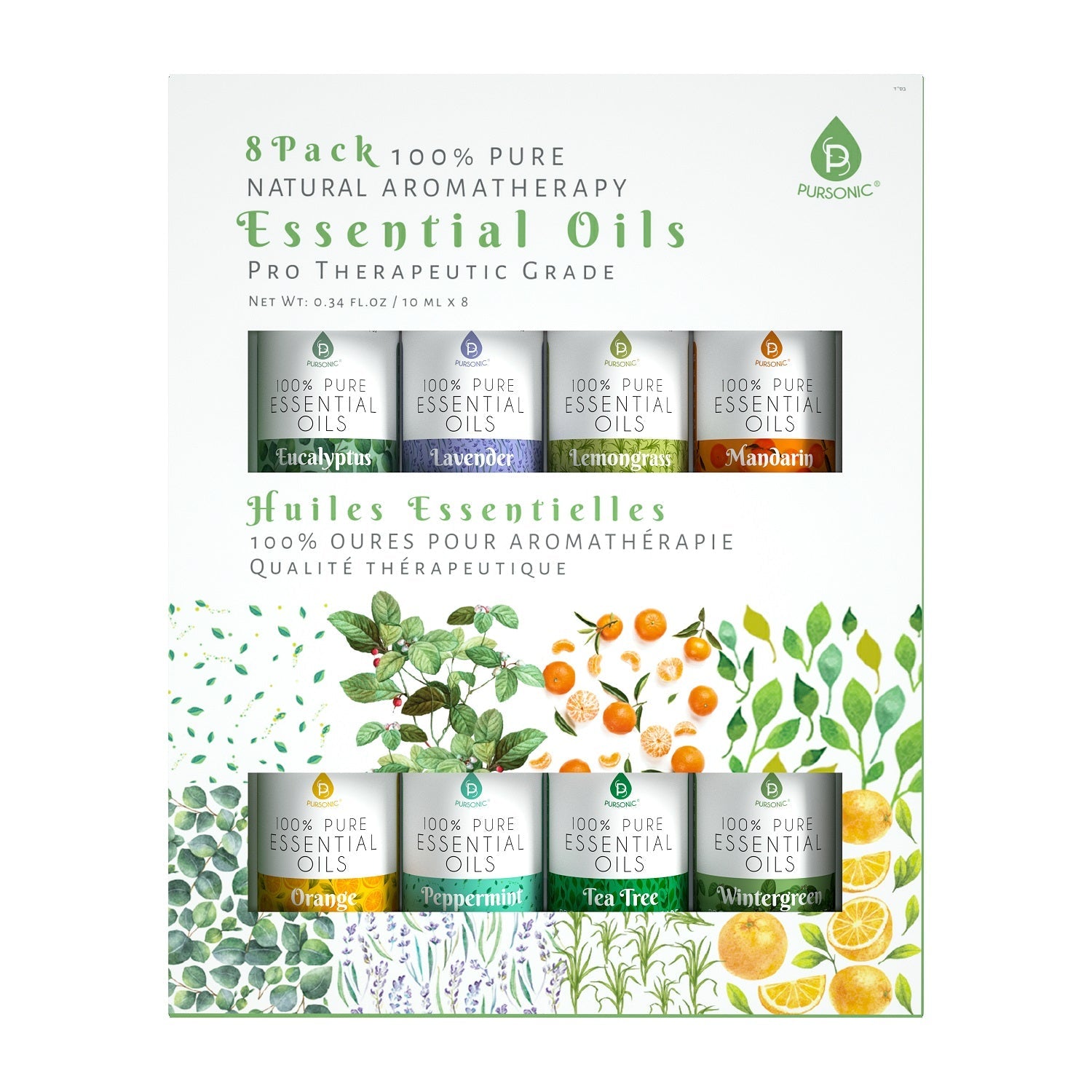 Essential Oils Set - 8 Pack Pure Aromatherapy Collection