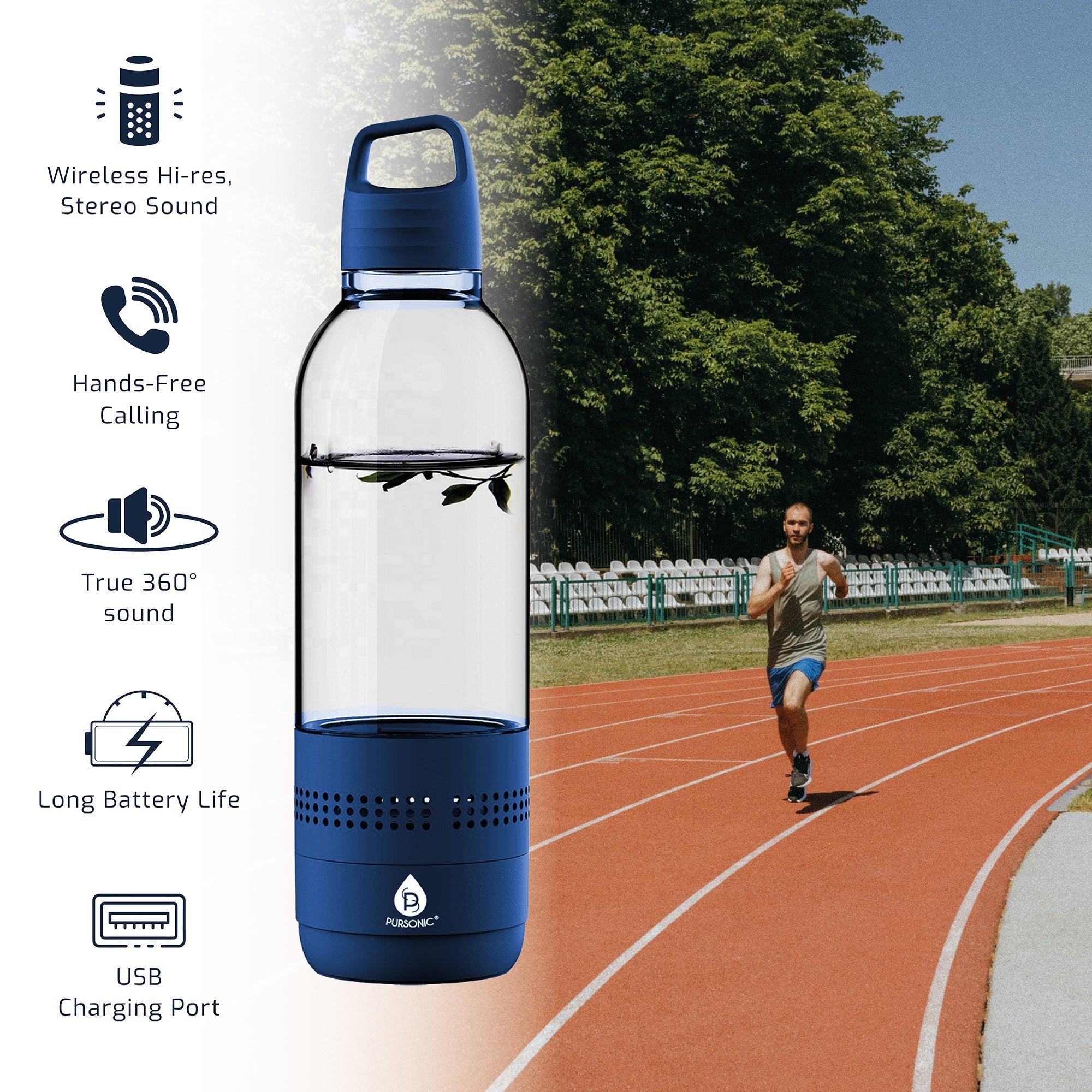 Pursonic 2-in-1 Water Bottle with Built-In Wireless Speaker DC-PURSONIC