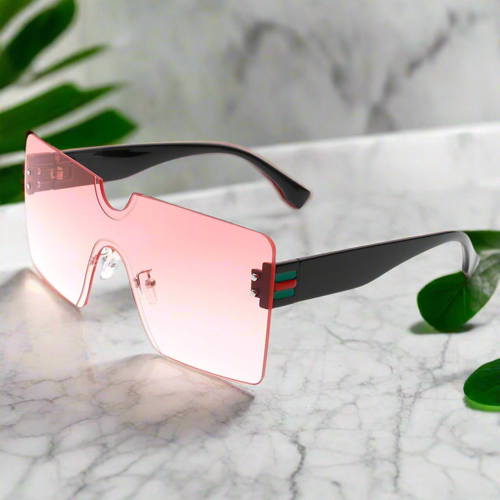 Yellowyx - Square Rimless Oversize Flat Top Retro Frameless Sunglasses Cramilo Eyewear