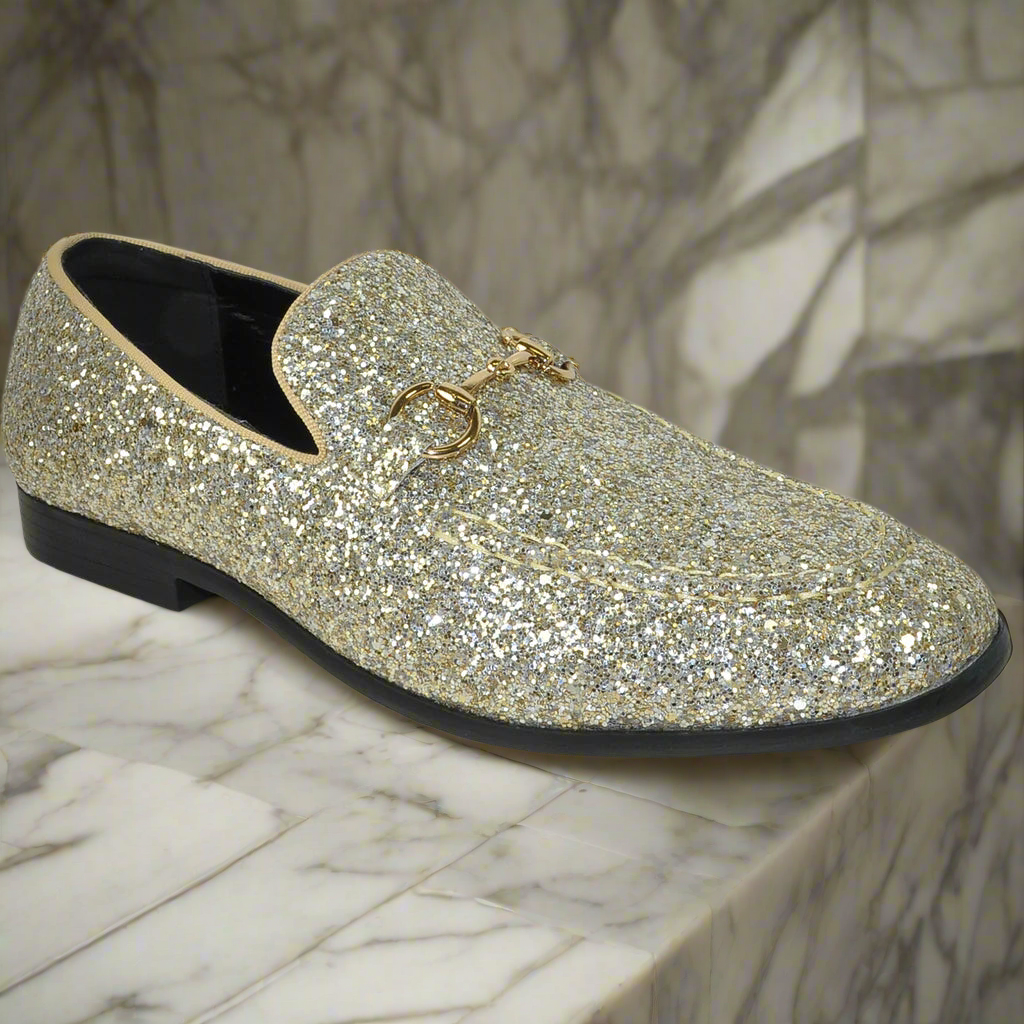 BRAVO Gold Glitter Tuxedo & Prom Shoes - Luxurious Formal Footwear