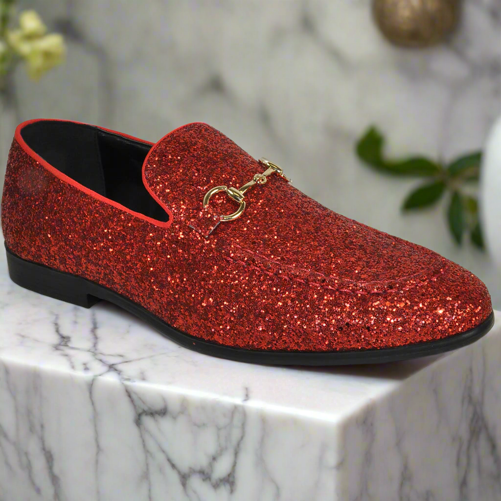 BRAVO Red Glitter Tuxedo & Prom Shoes - Bold Formal Footwear