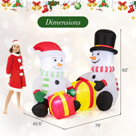 5ft Cute Snowman Christmas Inflatables with Gift Boxes - LED Holiday Decor