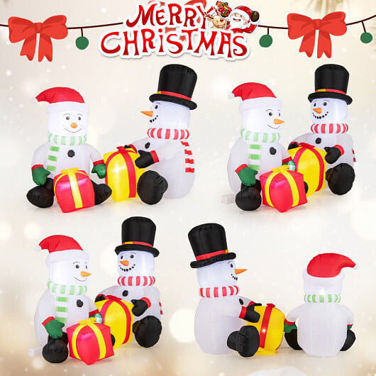 5ft Cute Snowman Christmas Inflatables with Gift Boxes - LED Holiday Decor