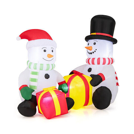 5ft Cute Snowman Christmas Inflatables with Gift Boxes - LED Holiday Decor
