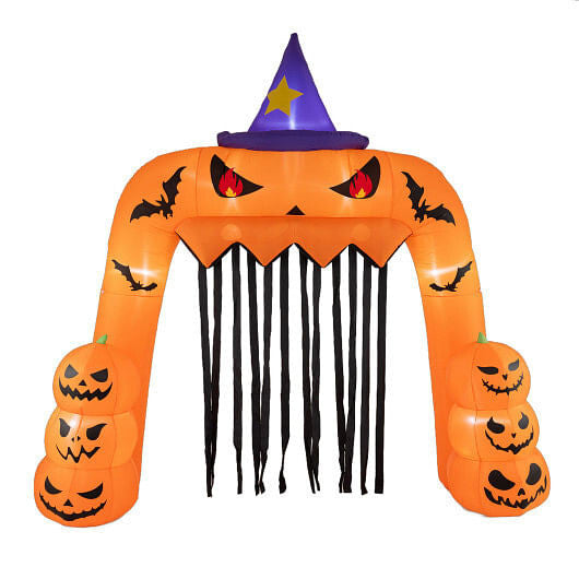 Halloween Inflatable Pumpkin Archway with LED Lights & Stakes - ExOticOOl