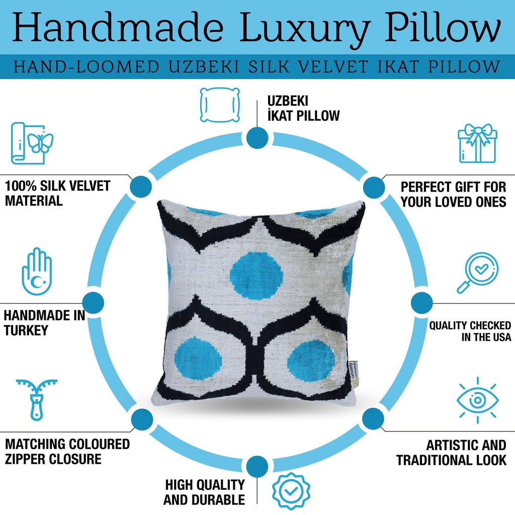 Canvello Handmade Sky Blue Pillows For Couch - 16x16 inch