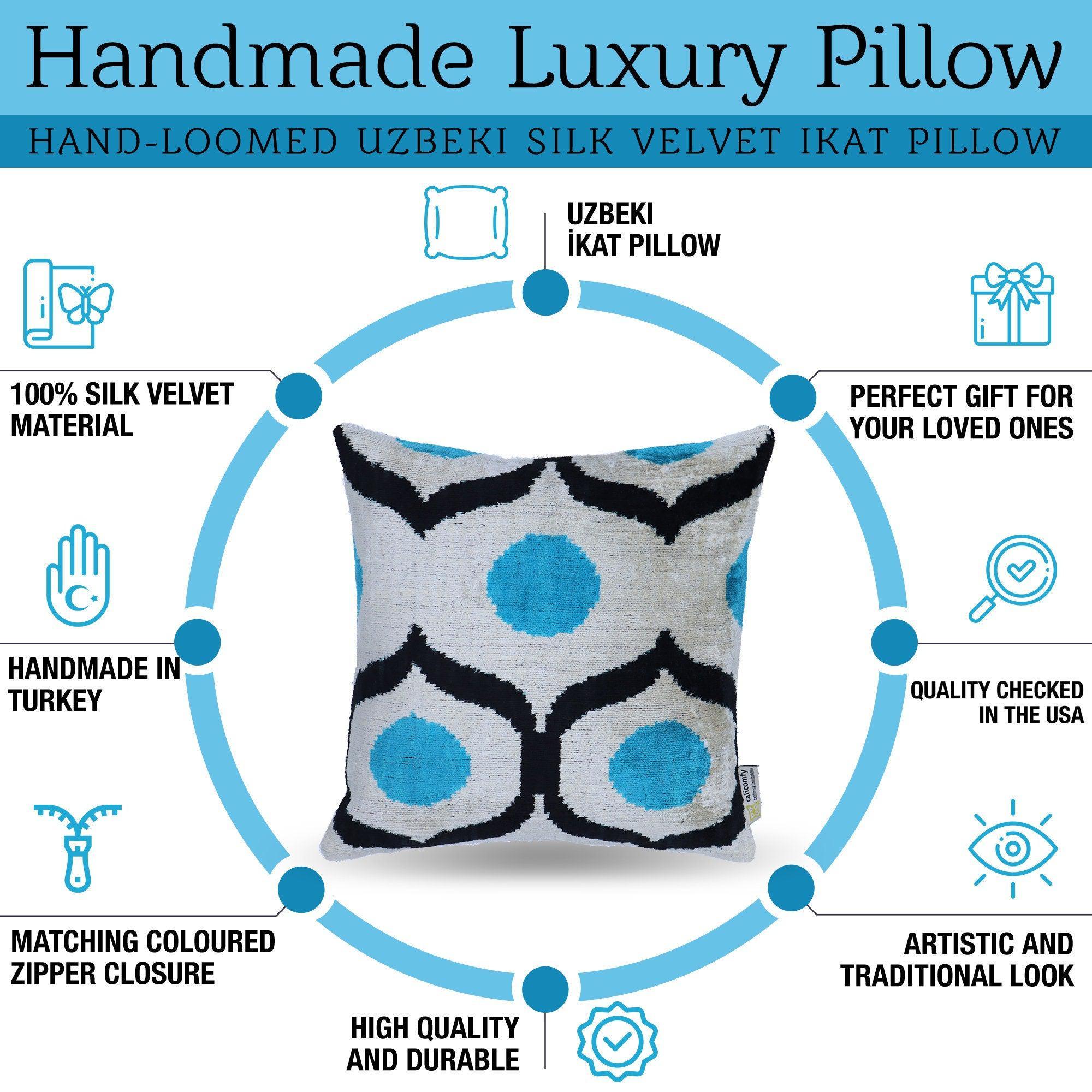 Canvello Handmade Sky Blue Pillows For Couch - 16x16 inch