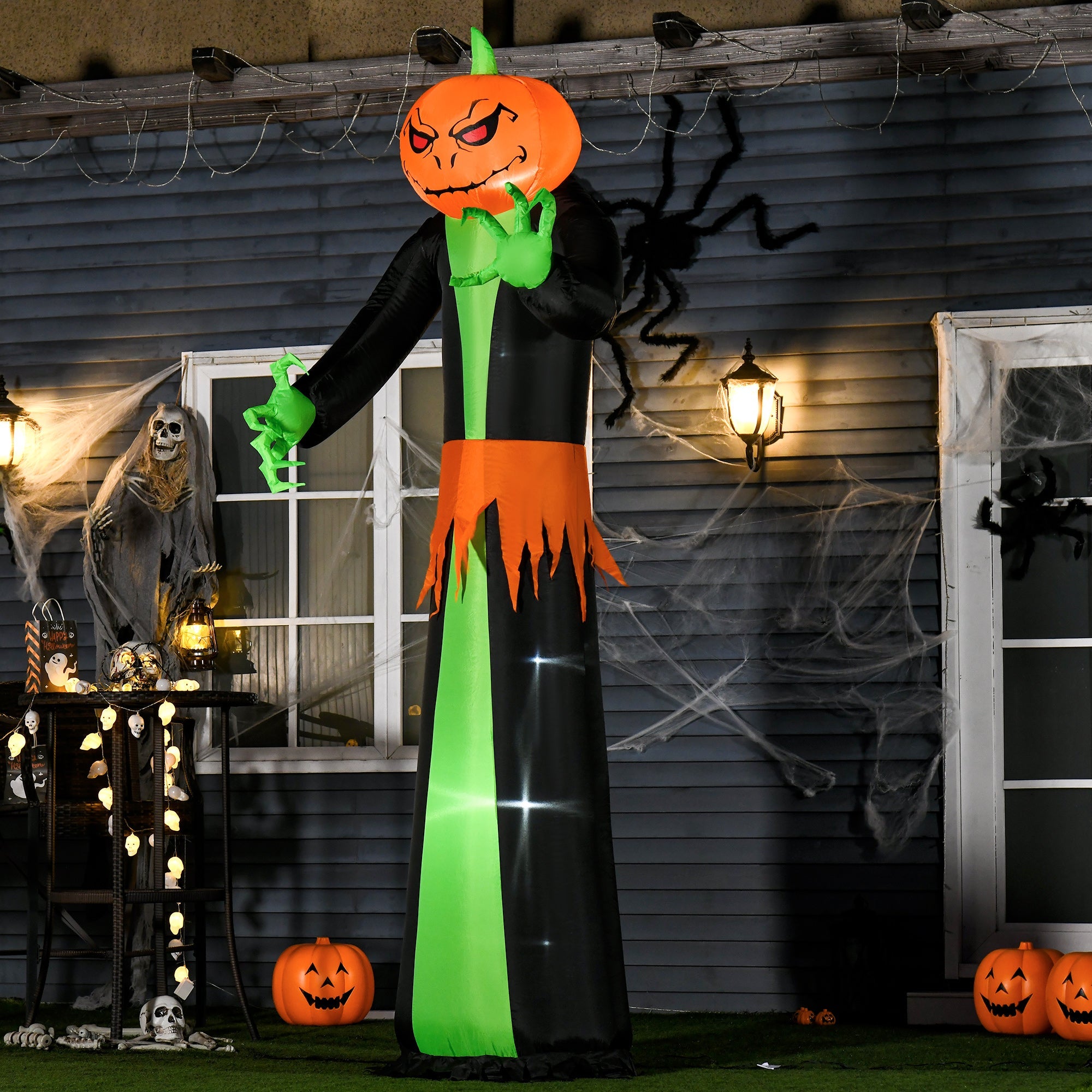 9ft LED Halloween Pumpkin Ghost Inflatable - Outdoor Spooky Decoration