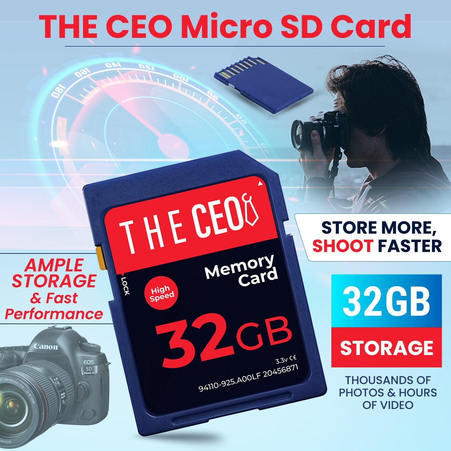 Camera SD Memory Card Ultra SDHC UHS-I 90MB/s, C10, U1, Full HD, SD Card
