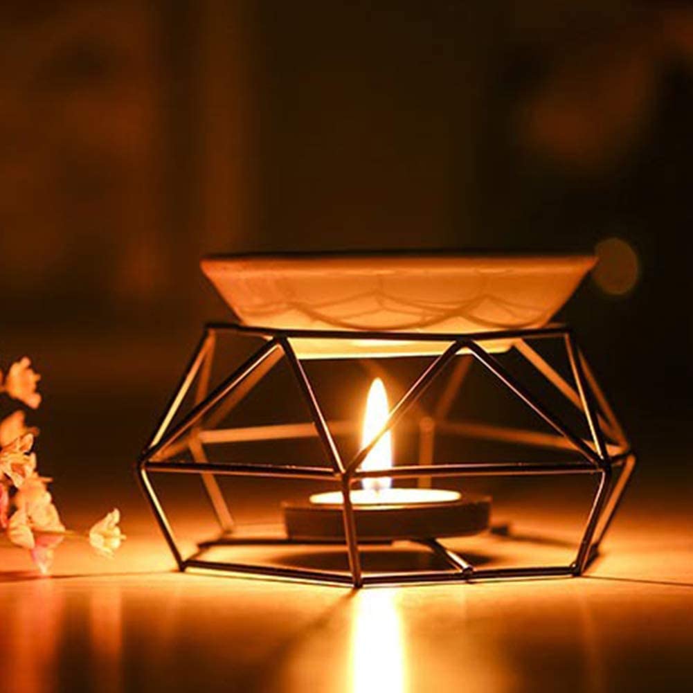 Essential Oil Burner - Ceramic & Iron Aromatherapy Warmer