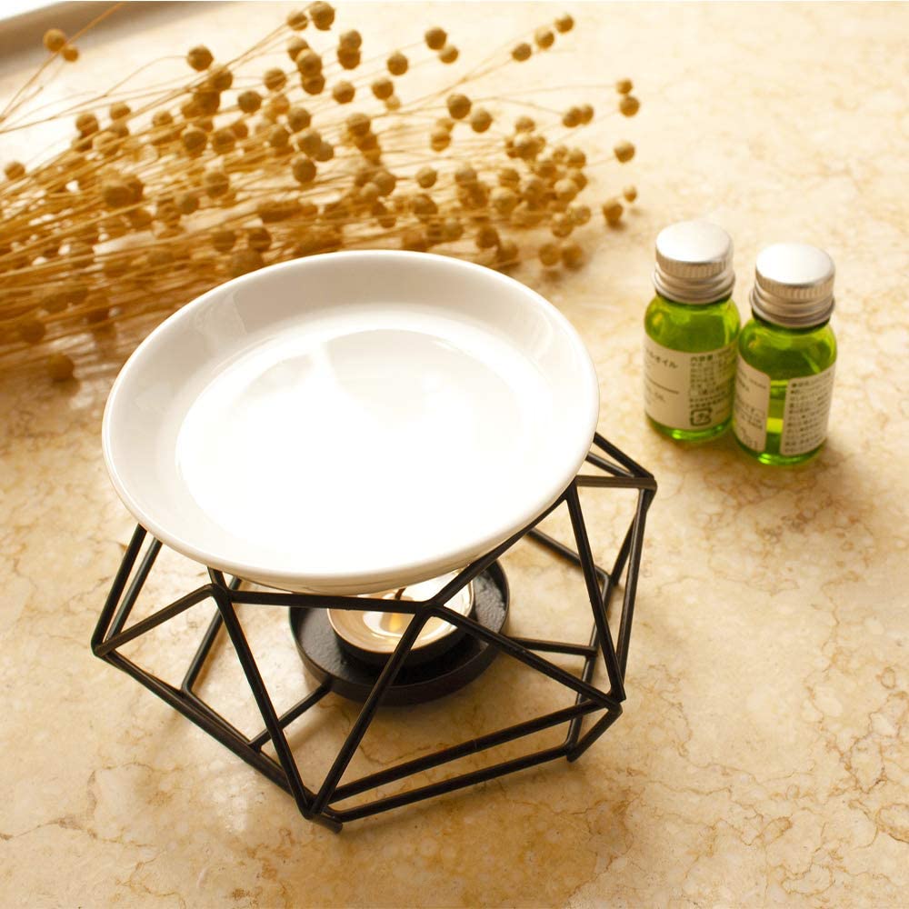 Essential Oil Burner - Ceramic & Iron Aromatherapy Warmer