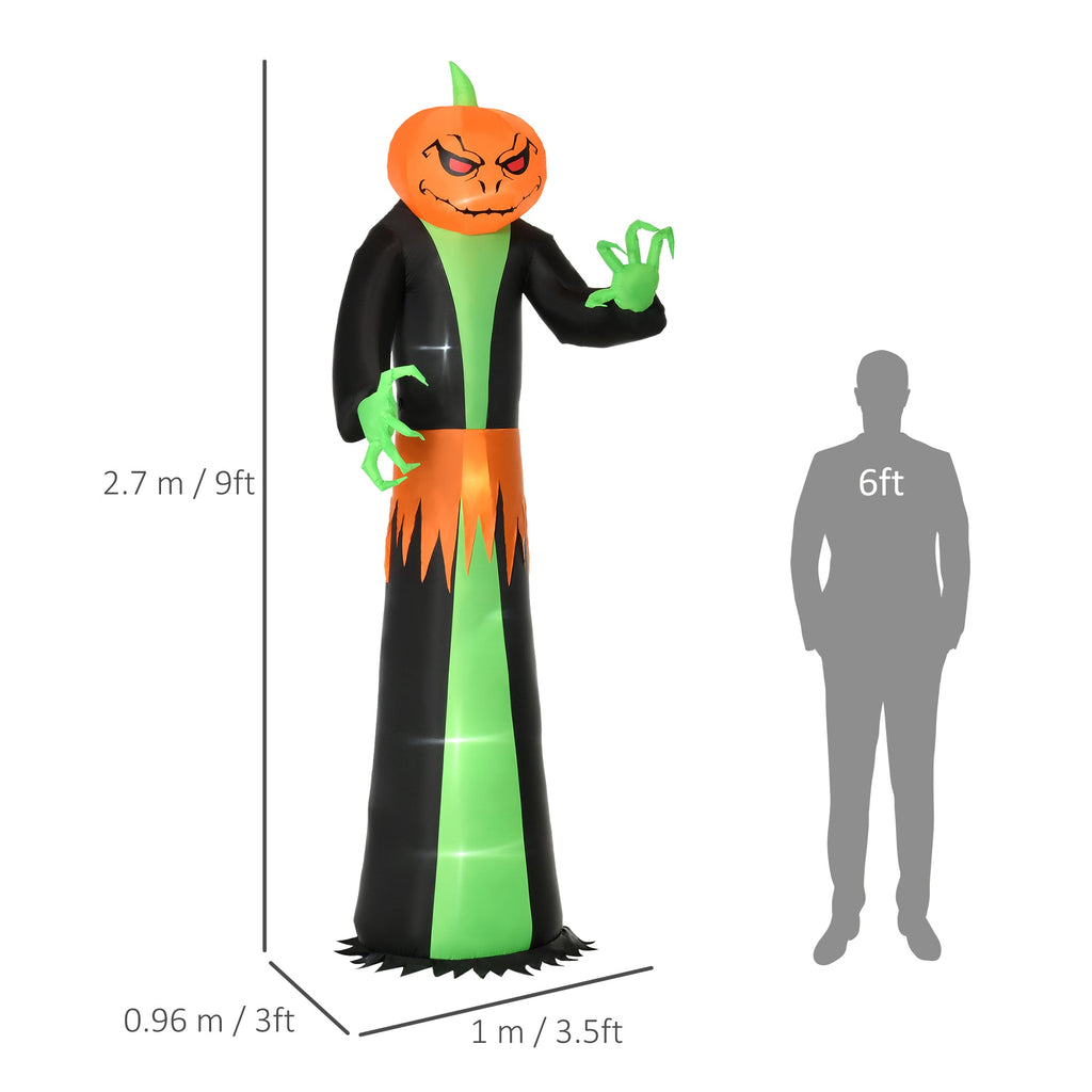 9ft LED Halloween Pumpkin Ghost Inflatable - Outdoor Spooky Decoration